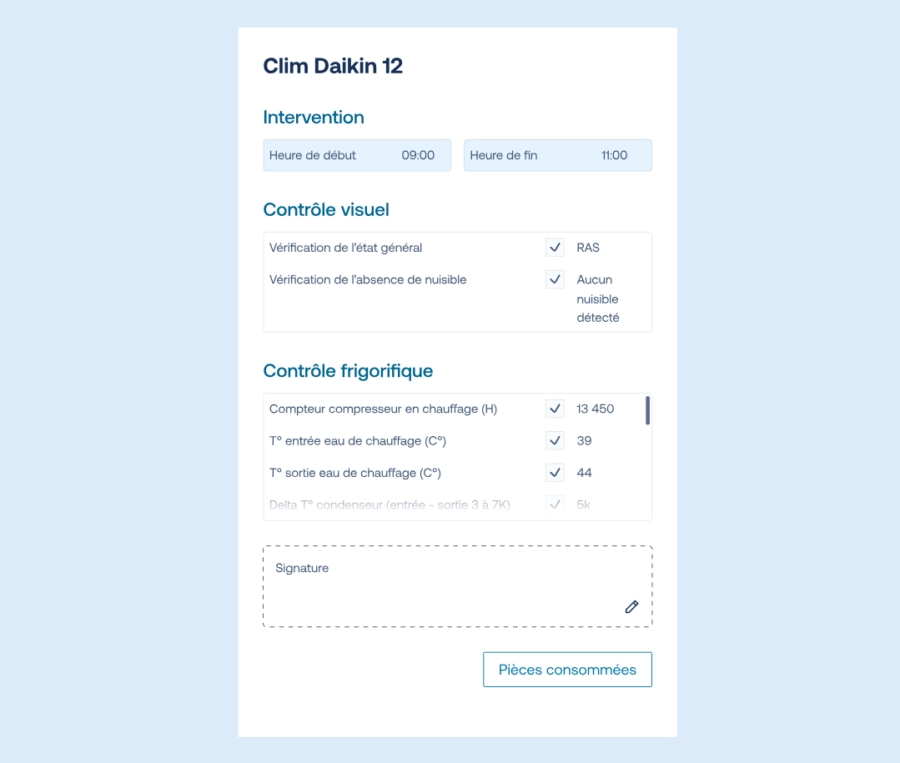 rapport d'intervention sur le terrain